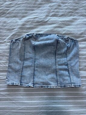 Light Wash Denim Corset Tube Top